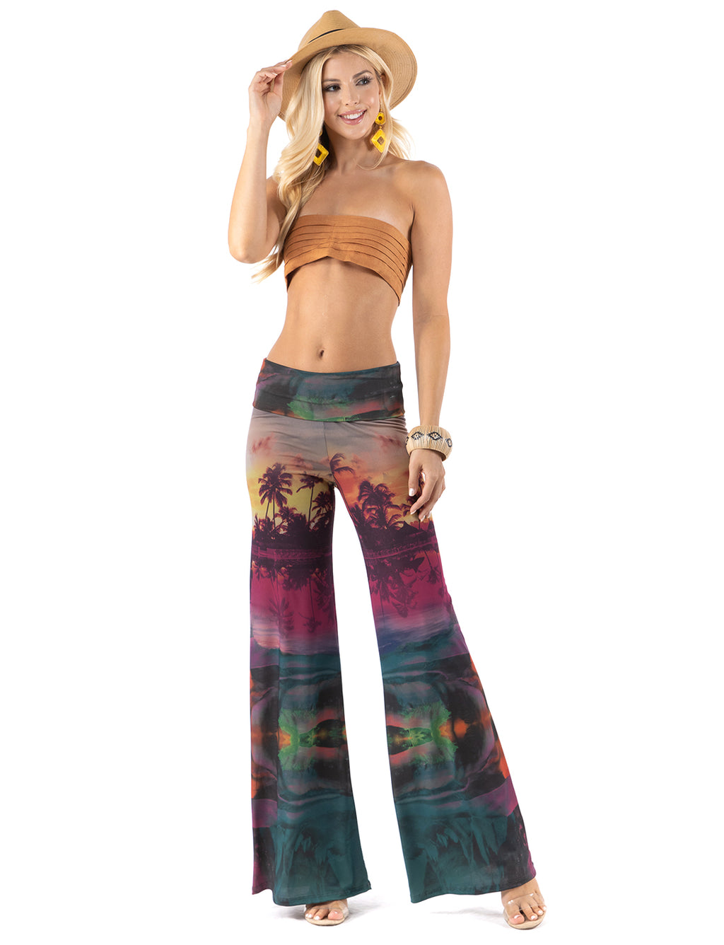 MultiColor Sunset vibe High waist palazzo pants featuring wide legs, and a comfortable stretchy fabric Perfect for any activity,relaxing day,beautiful and unique,comfortable and flattering