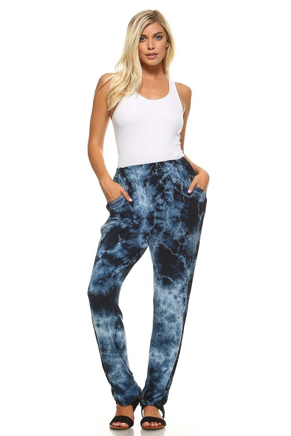 Beautiful women wearing an Cloud Tie dye Lounge pants are perfect for a relaxing day 