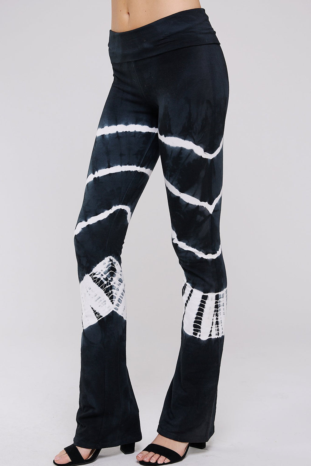 Urban X Black and White Bamboo tie dye Yoga Pant with Fold Over band