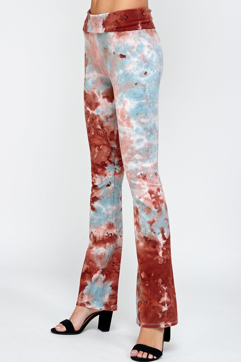 Rusty Brown Burgundy Multi Marble tie-dye yoga pants are perfect for a workout or just hanging out. 