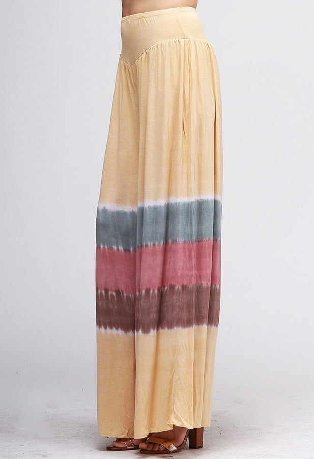 amazing Soft Butter Yellow Three tone Tie Multi color These comfortable, stretchy palazzo pants are perfect for a relaxing day 