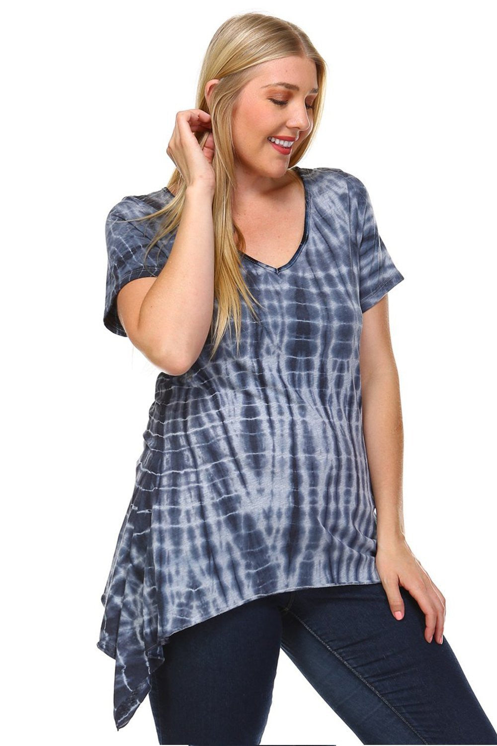 V neck Cloud tie dye Shark bite Perfect for Spring & Summer, Evening wear, Festival, Beach Day, Vacation, Dance, Poolside Parties