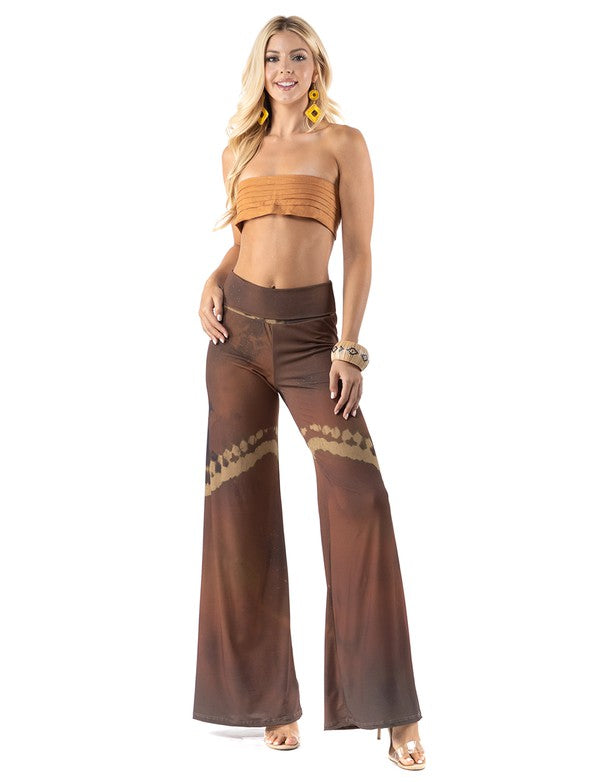 Beautiful woman wearing this amazing Deer Scenery  High waist palazzo pants featuring pockets, wide legs, and a comfortable stretchy fabric Perfect during spring, summer,Concerts, Festivals, Dance