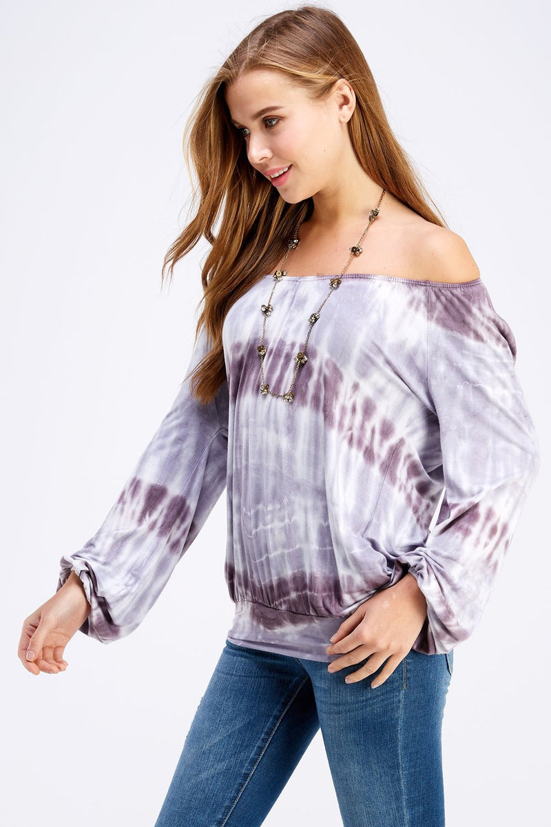 Lilac & Eggplant Off the shoulder Peasant top with banded hem perfect for Evening wear, Beach Day, Vacation, Dance, Poolside Parties,Casual day